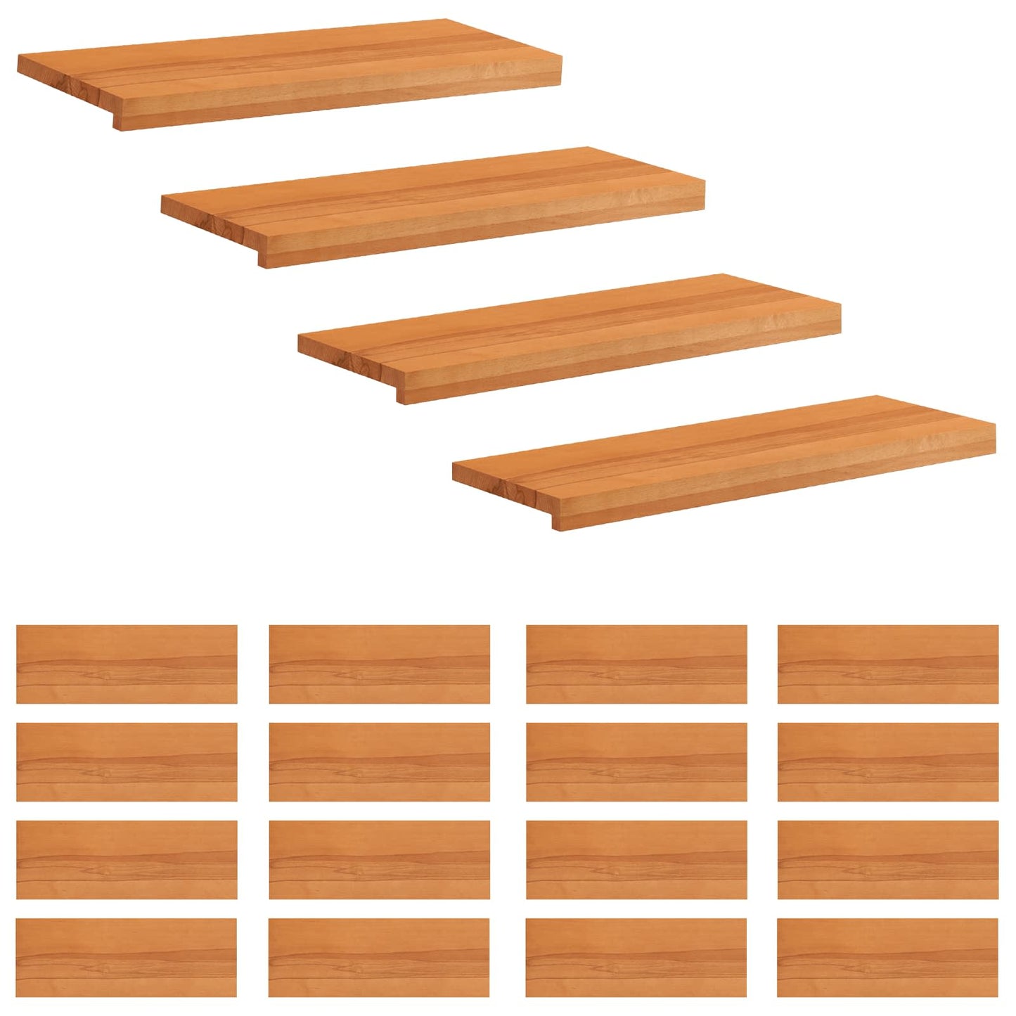 Trappetrin 20 stk. 70 x 30 x 2 cm Lys Brun Solid bøg