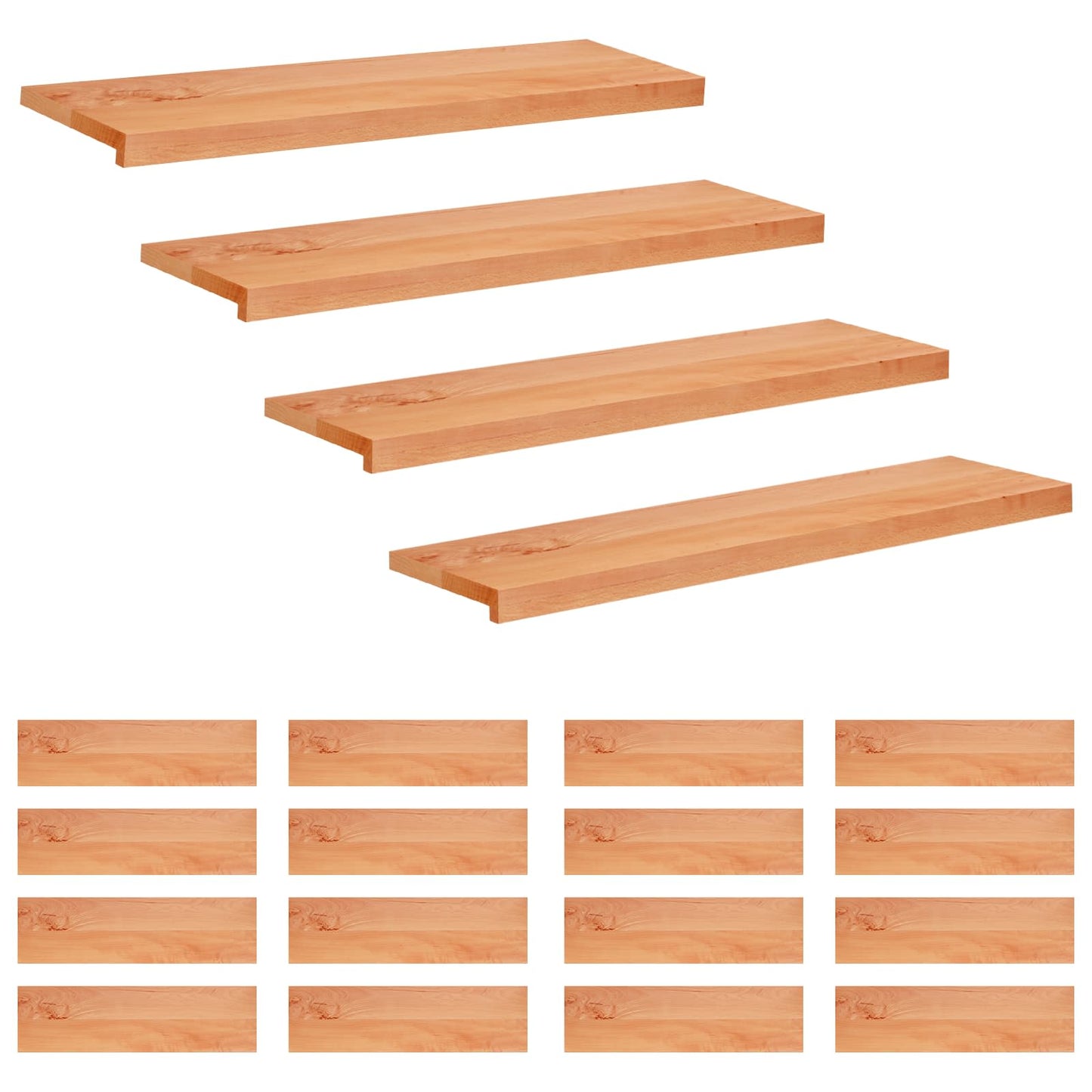 Trappetrin 20 stk. 90 x 25 x 2 cm Lak Solid bøg