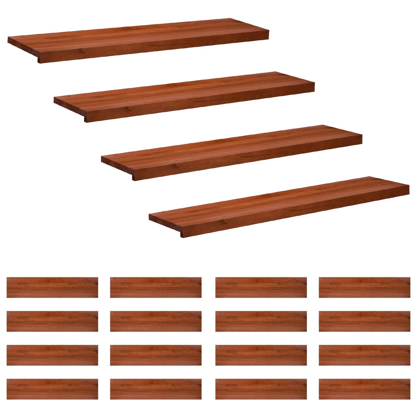 Trappetrin 20 stk. 110 x 25 x 2 cm Brun Solid bøg