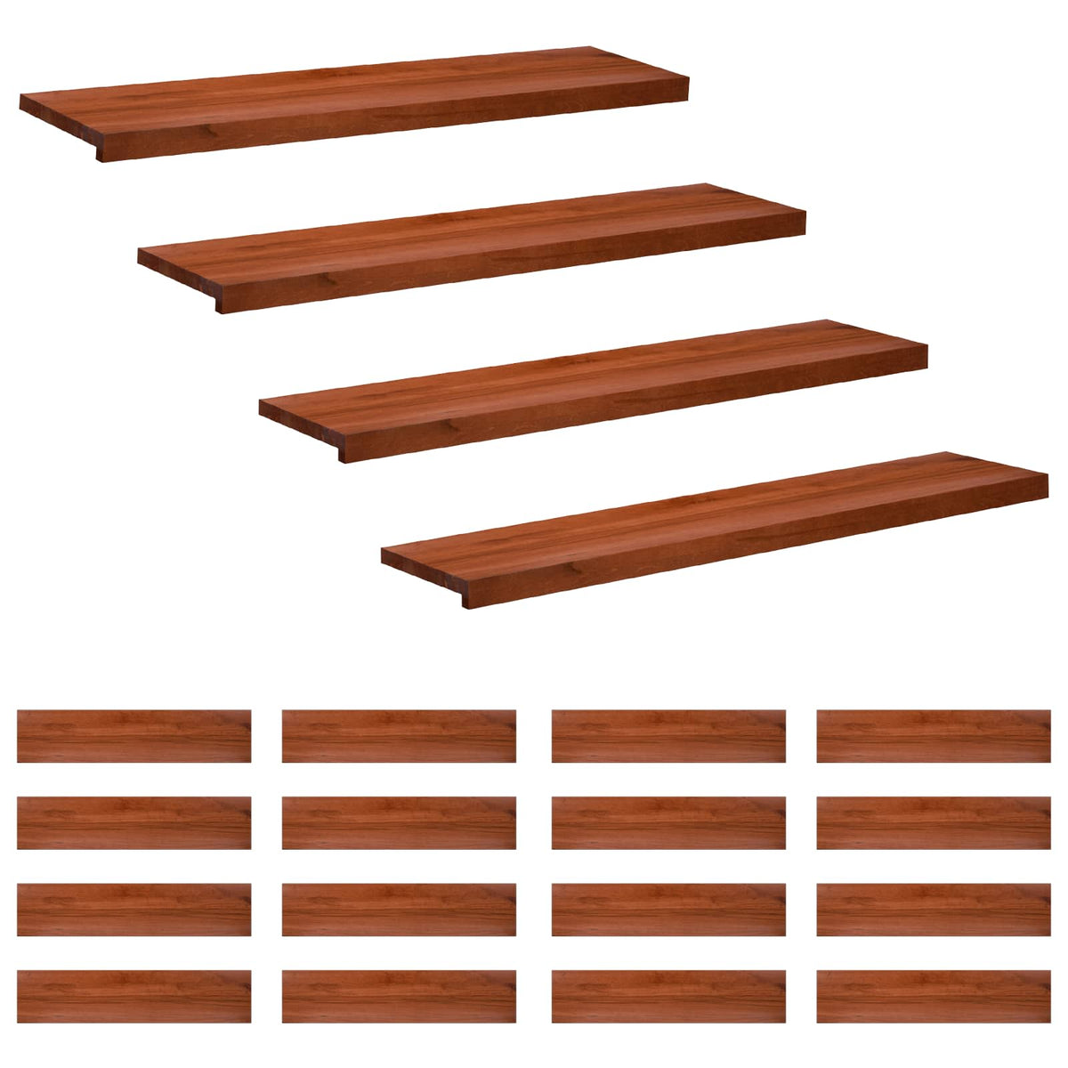 Trappetrin 20 stk. 120 x 30 x 2 cm Brun Solid bøg