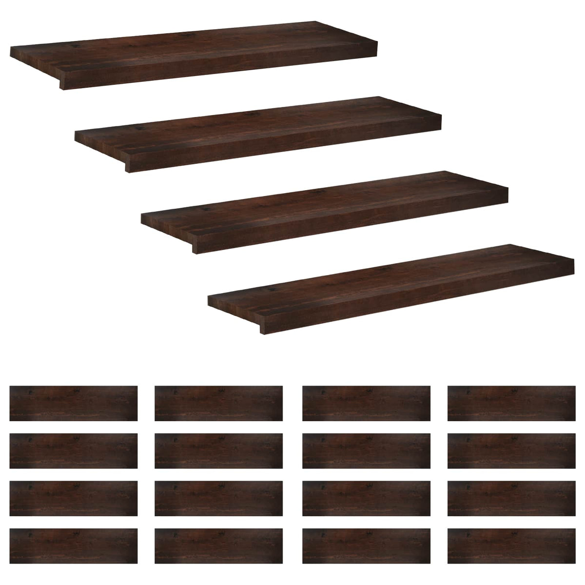 Trappetrin 20 stk. 90 x 25 x 2 cm Mørk Brun Solid bøg