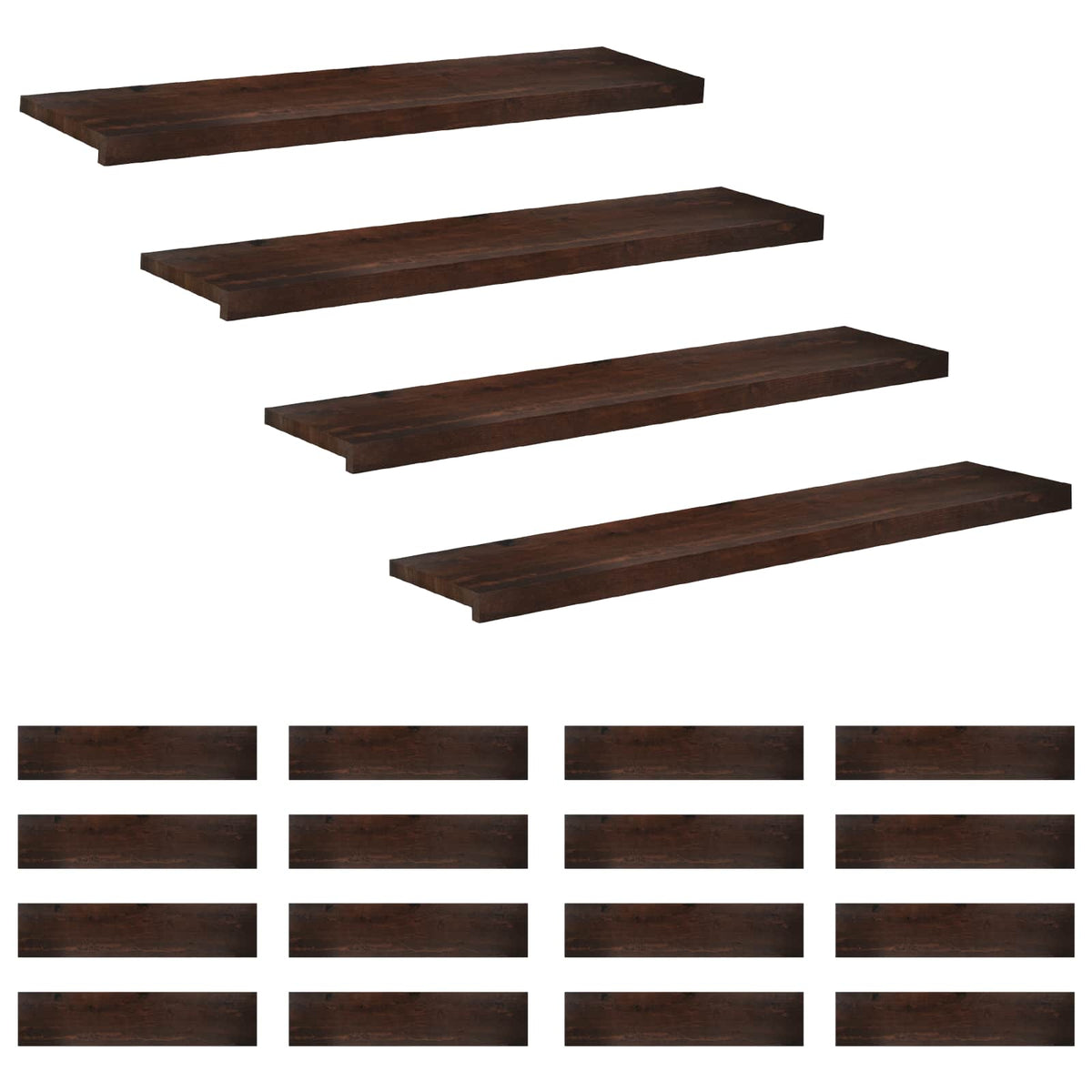 Trappetrin 20 stk. 110 x 25 x 2 cm Mørk Brun Solid bøg
