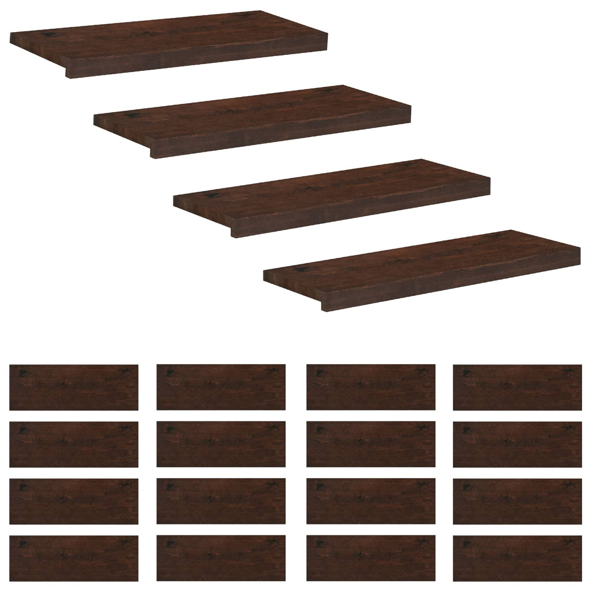 Trappetrin 20 stk. 70 x 30 x 2 cm Mørk Brun Solid bøg