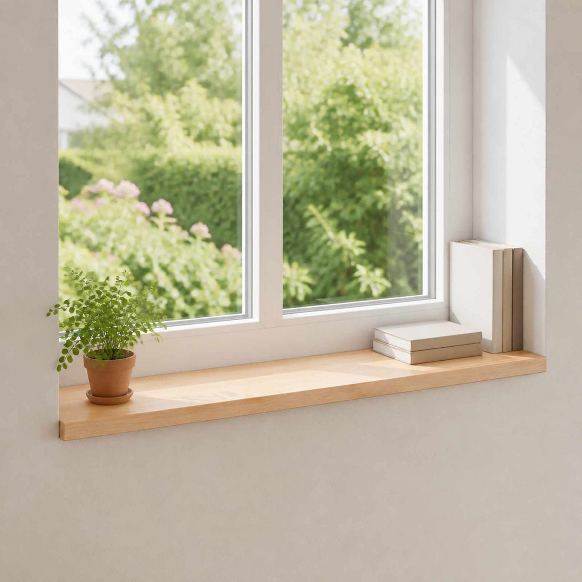 Vindueskarme 2 stk. Naturfarvet 100 x 15 x 2 cm Solid bøg