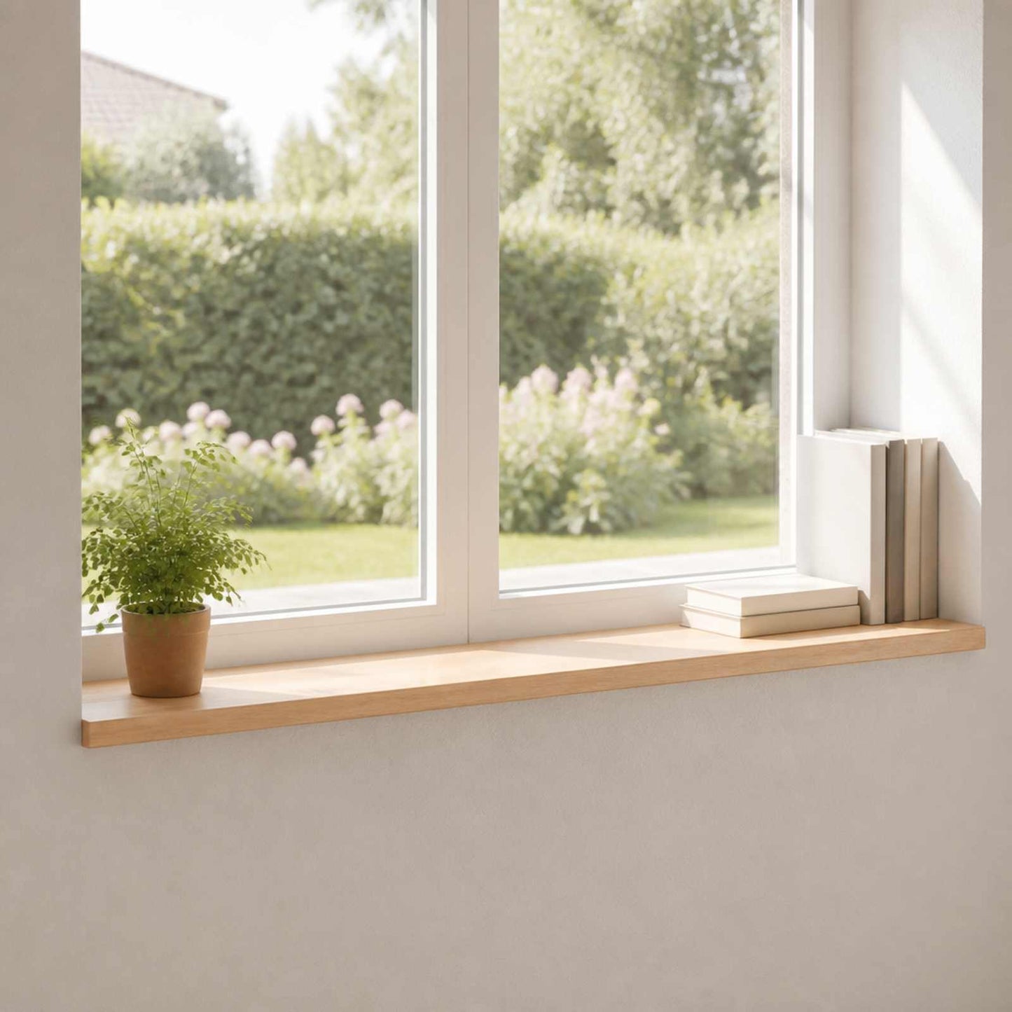 Vindueskarme 2 stk. Naturfarvet 120 x 20 x 2 cm Solid bøg