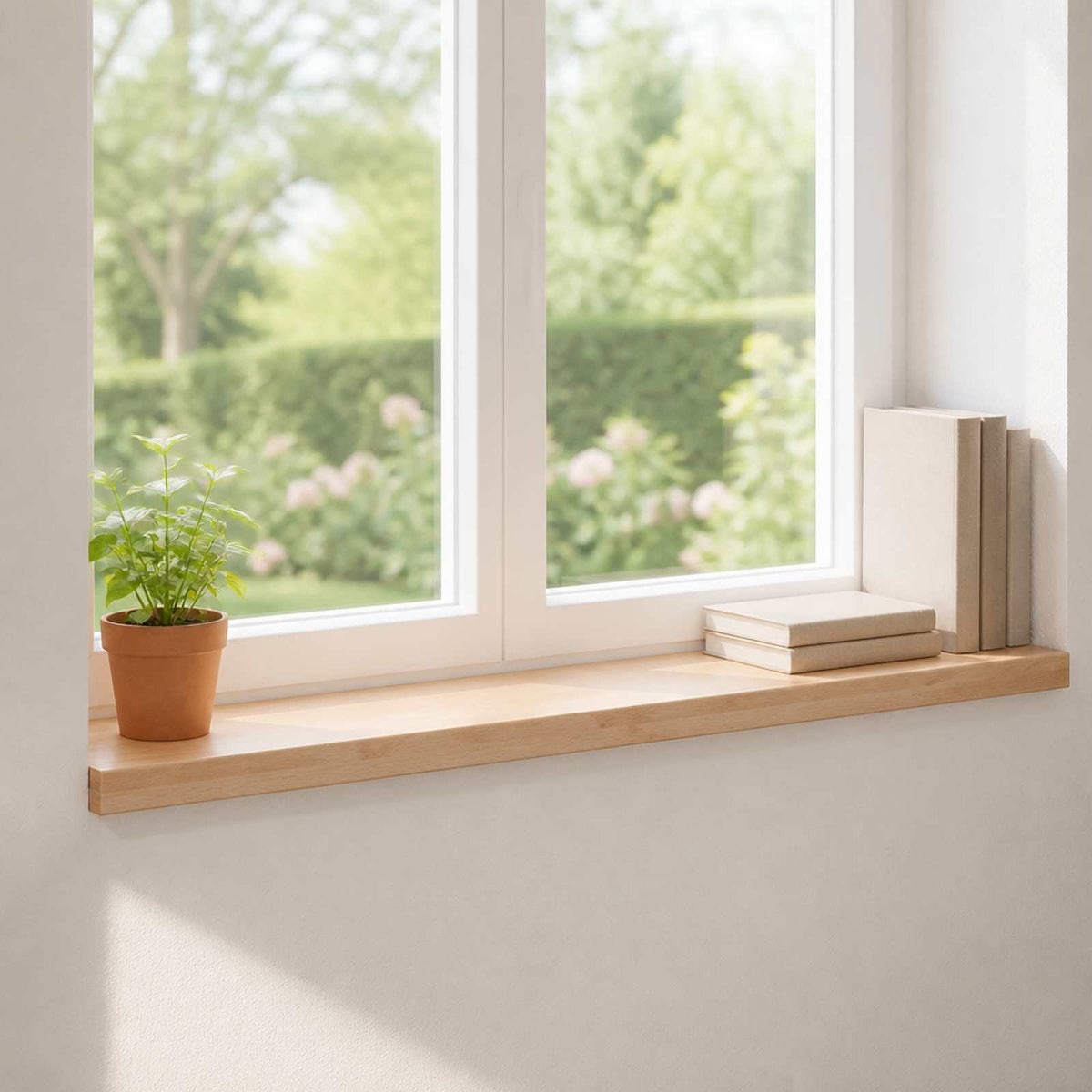 Vindueskarme 2 stk. Naturfarvet 100 x 25 x 2 cm Solid bøg