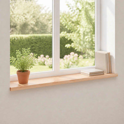 Vindueskarme 2 stk. Naturfarvet 140 x 25 x 2 cm Solid bøg