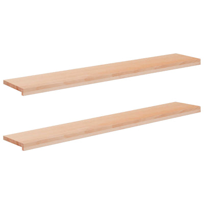 Vindueskarme 2 stk. Naturfarvet 140 x 25 x 2 cm Solid bøg