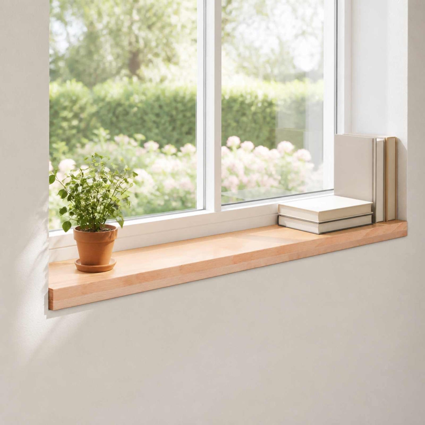 Vindueskarme 2 stk. Naturfarvet 80x 30 x 2 cm Solid bøg