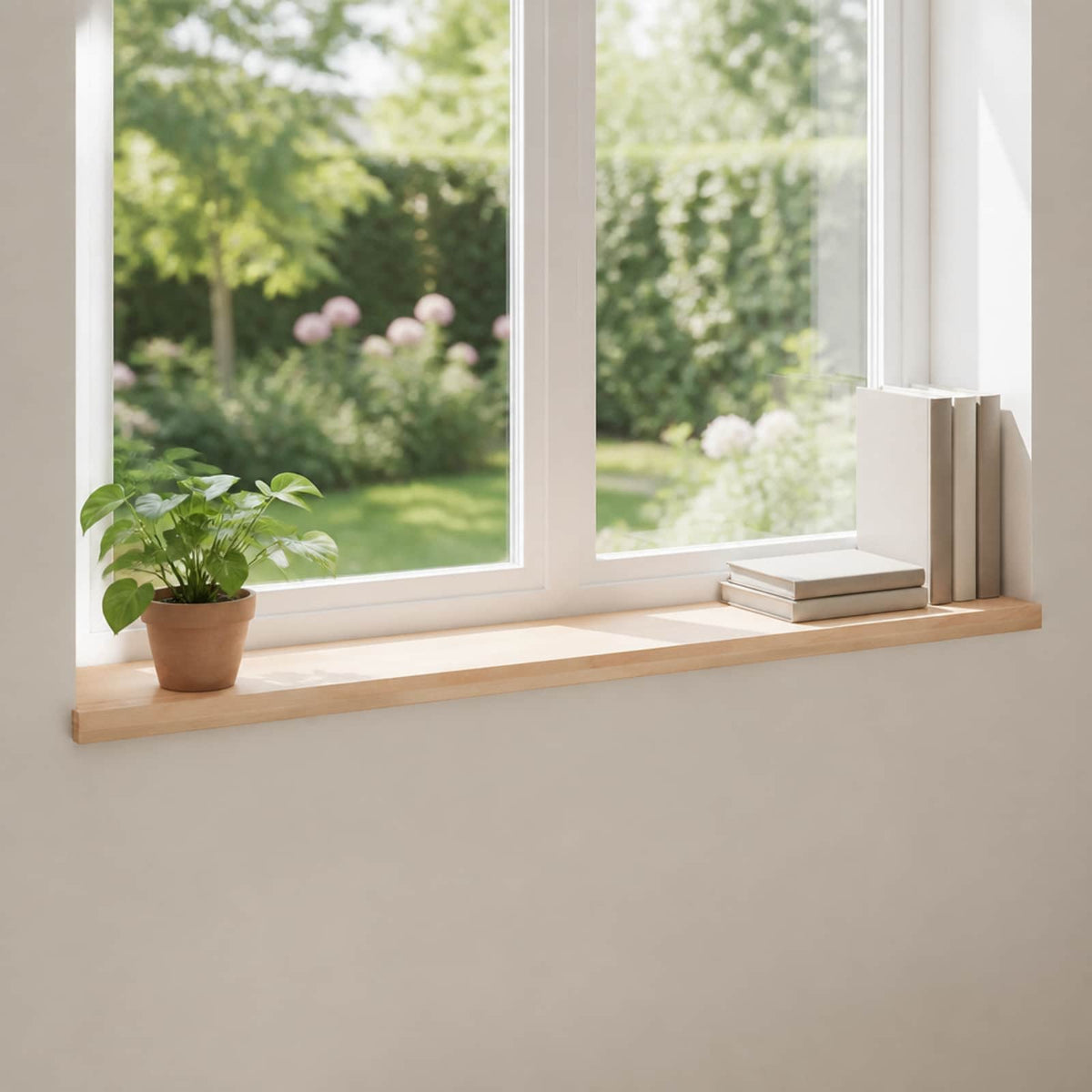 Vindueskarme 2 stk. Naturfarvet 120 x 30 x 2 cm Solid bøg