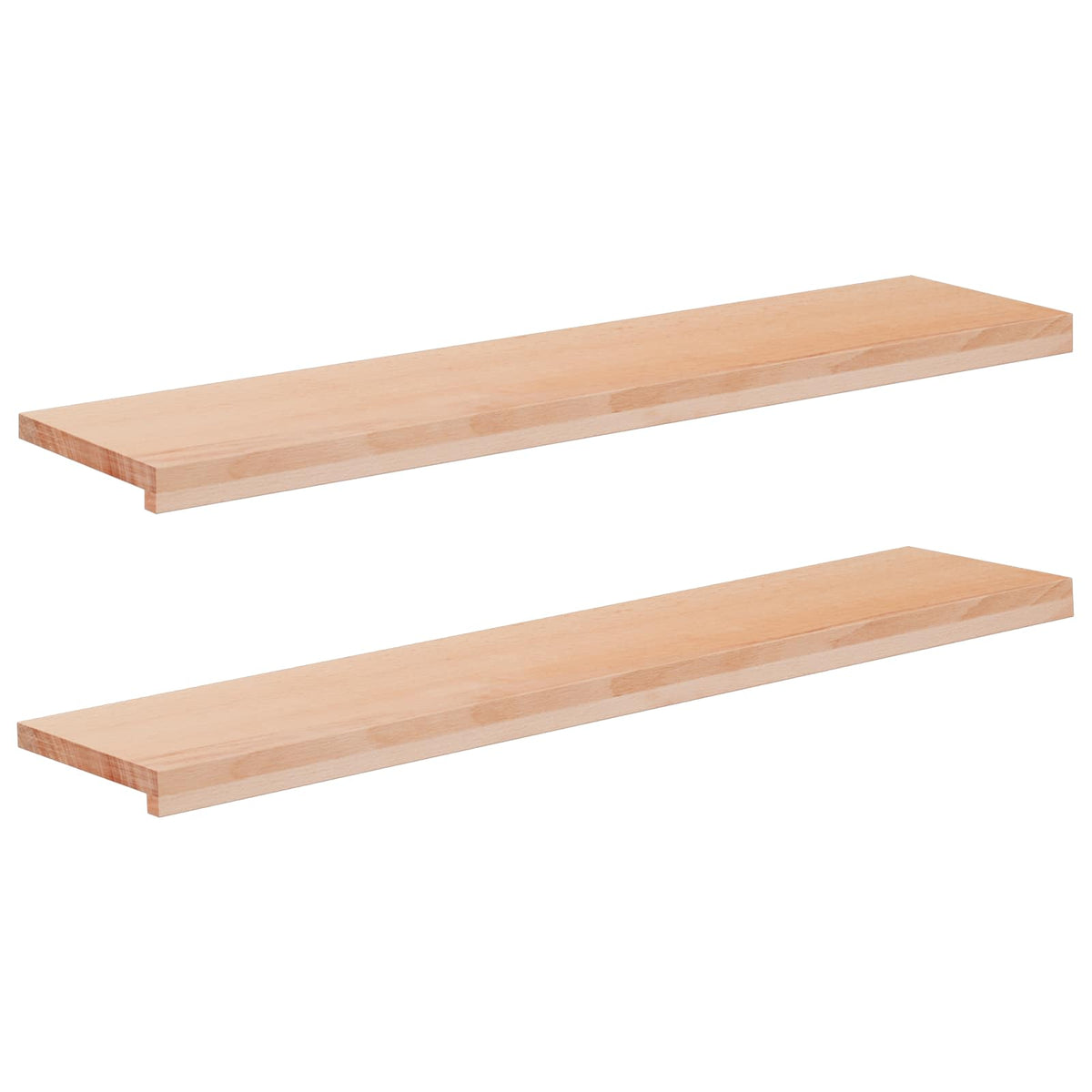 Vindueskarme 2 stk. Naturfarvet 110 x 30 x 2 cm Solid bøg