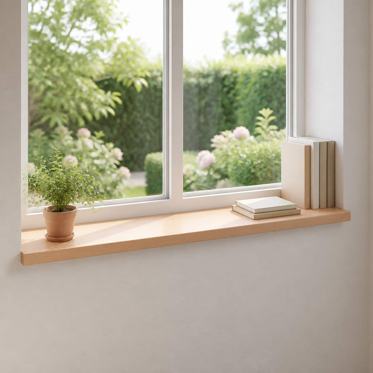 Vindueskarme 2 stk. Naturfarvet 100 x 40 x 2 cm Solid bøg