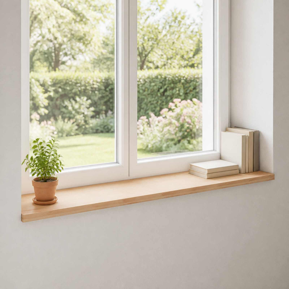 Vindueskarme 2 stk. Naturfarvet 120 x 40 x 2 cm Solid bøg