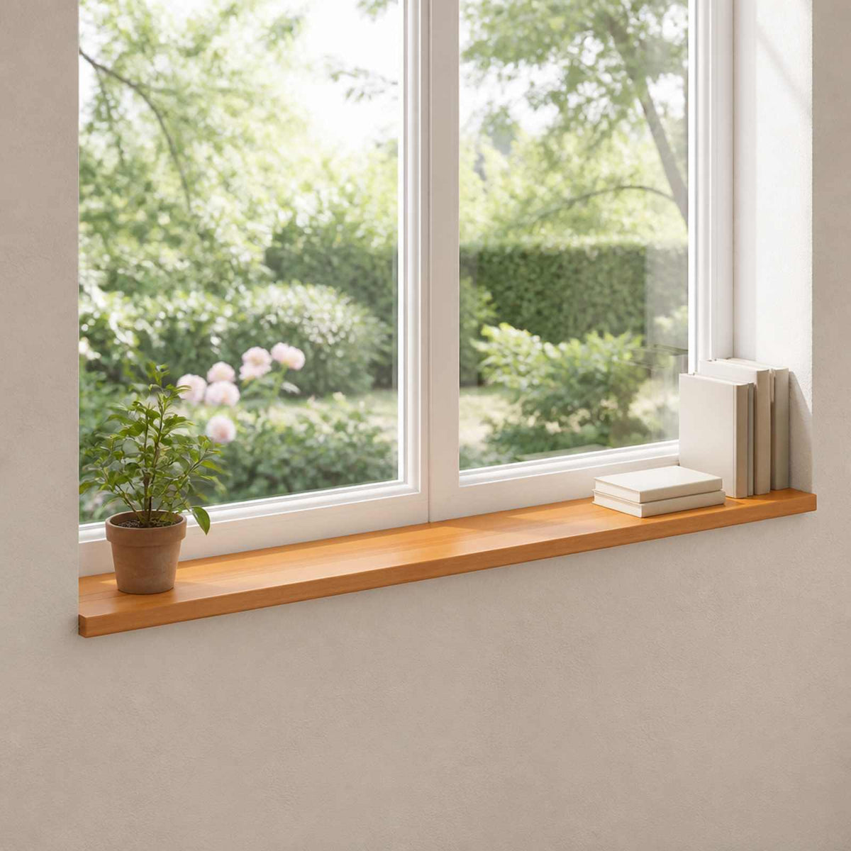 Vindueskarme 2 stk. Lys Brun 160 x 40 x 2 cm Solid bøg