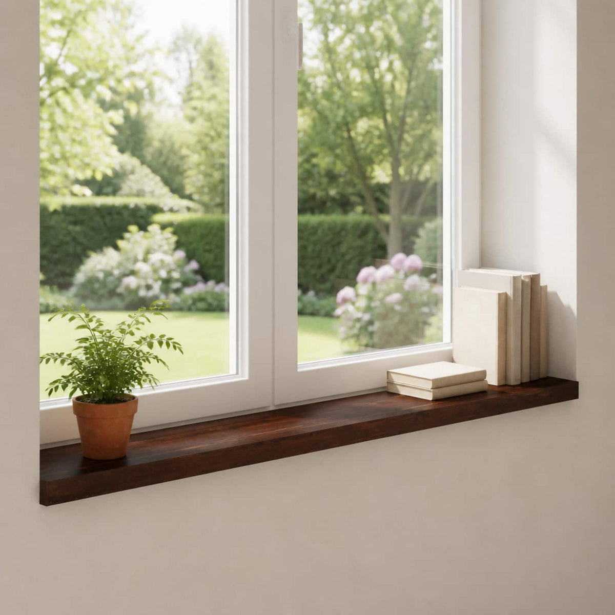 Vindueskarme 2 stk. Mørk Brun 140 x 20 x 2 cm Solid bøg