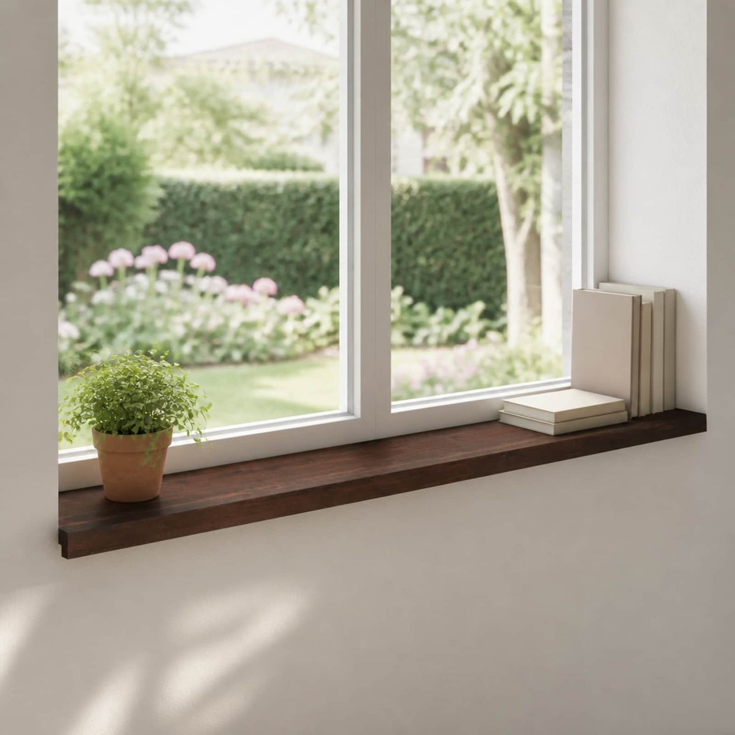 Vindueskarme 2 stk. Mørk Brun 120 x 30 x 2 cm Solid bøg