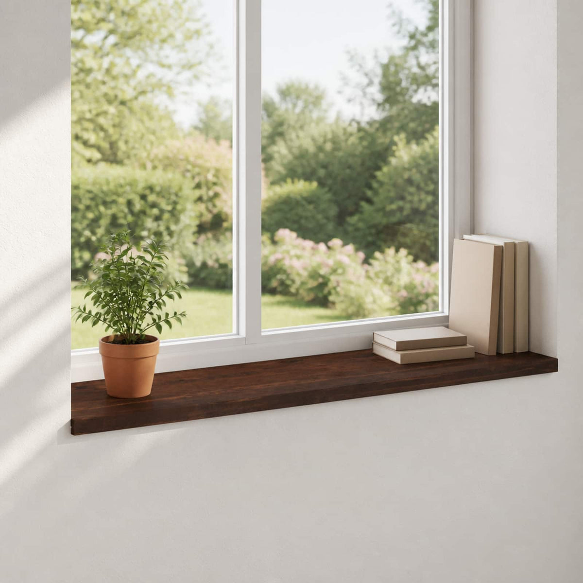 Vindueskarme 2 stk. Mørk Brun 160 x 40 x 2 cm Solid bøg