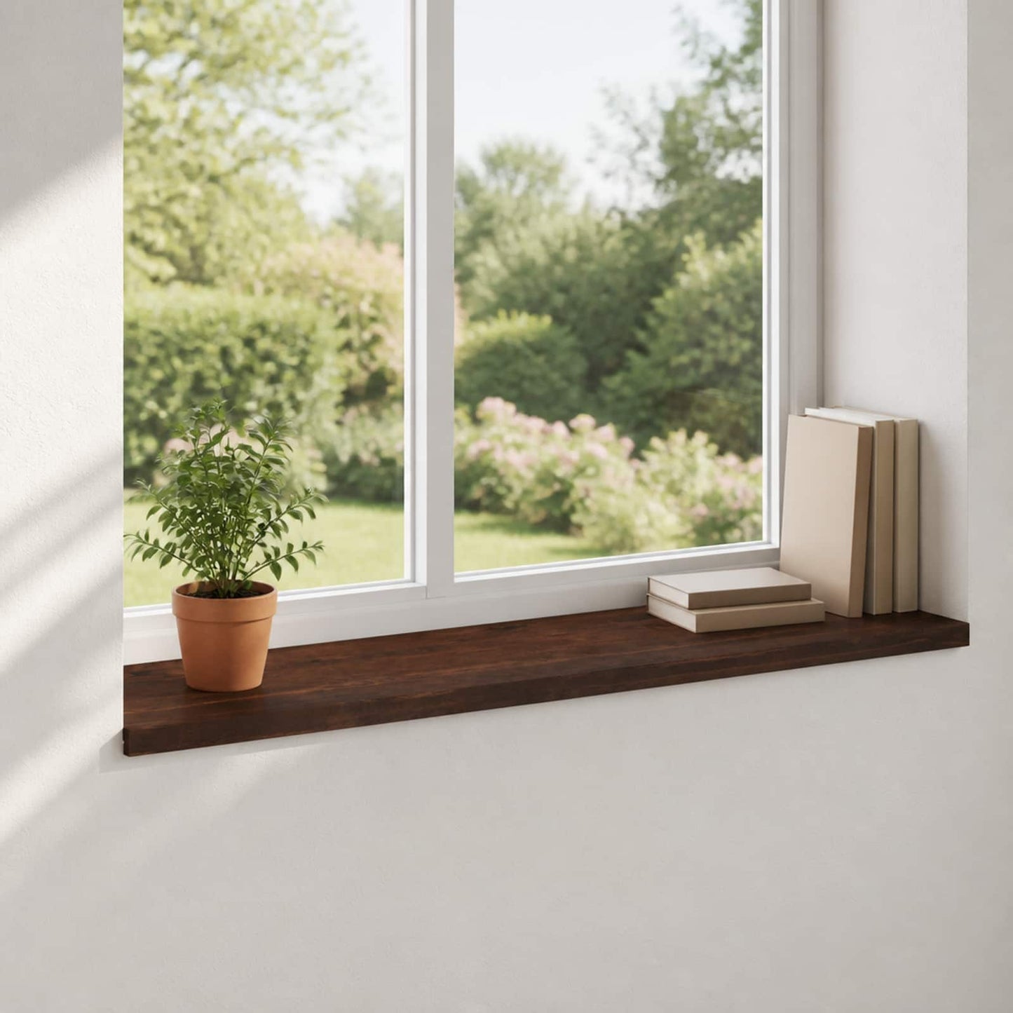 Vindueskarme 2 stk. Mørk Brun 120 x 40 x 2 cm Solid bøg