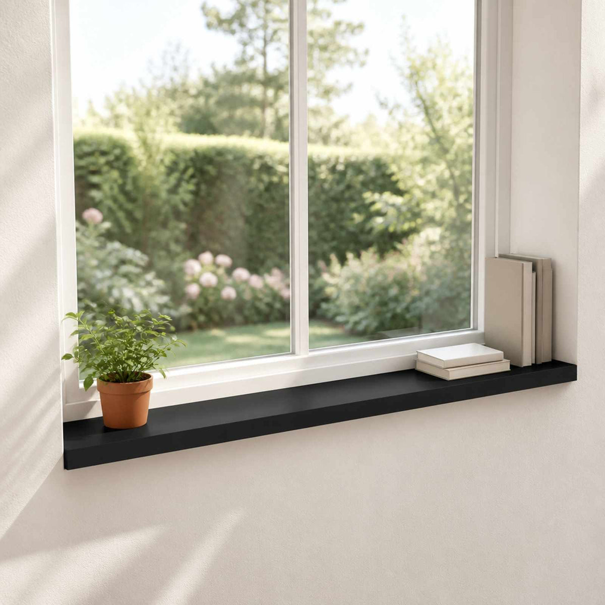 Vindueskarme 2 stk. Sort 160 x 20 x 2 cm Solid bøg