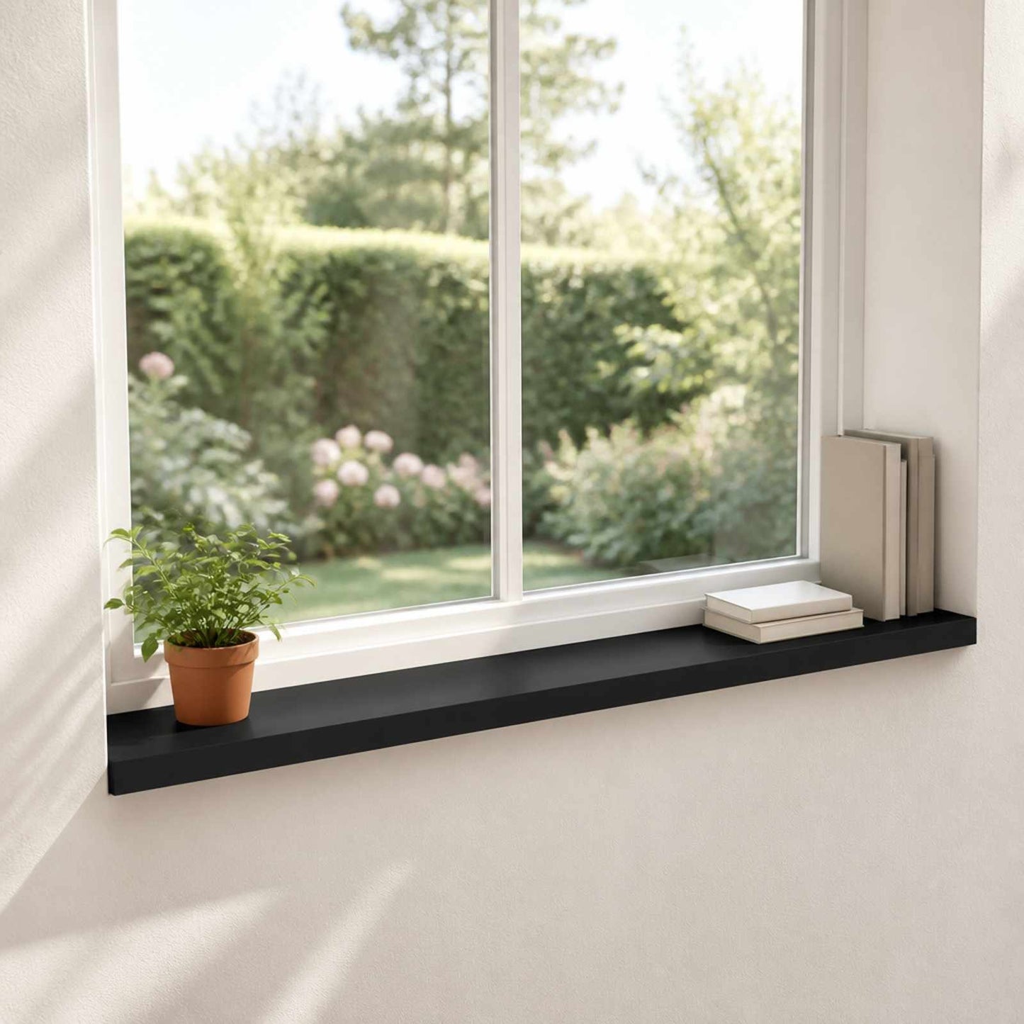 Vindueskarme 2 stk. Sort 120 x 20 x 2 cm Solid bøg