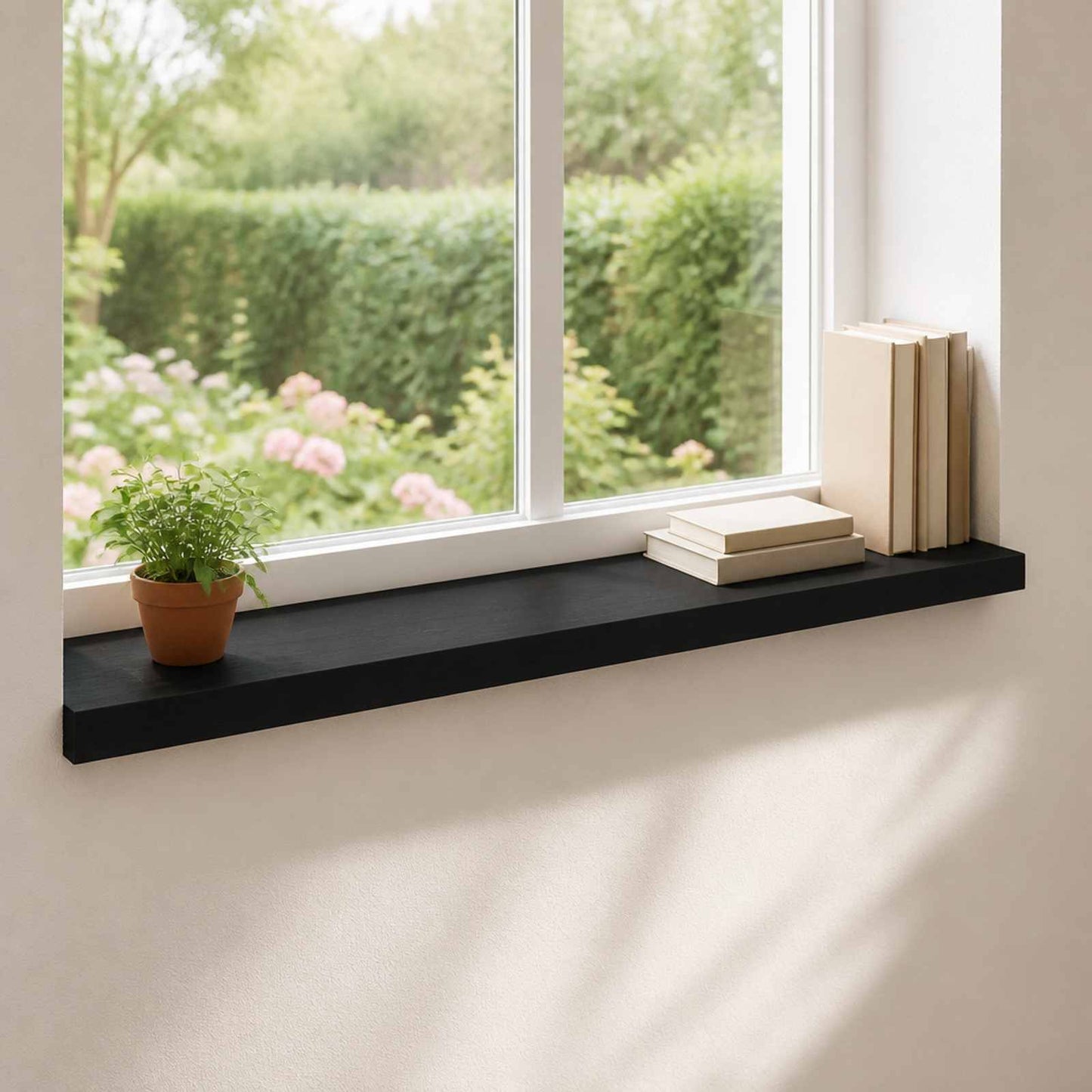 Vindueskarme 2 stk. Sort 80x 25 x 2 cm Solid bøg