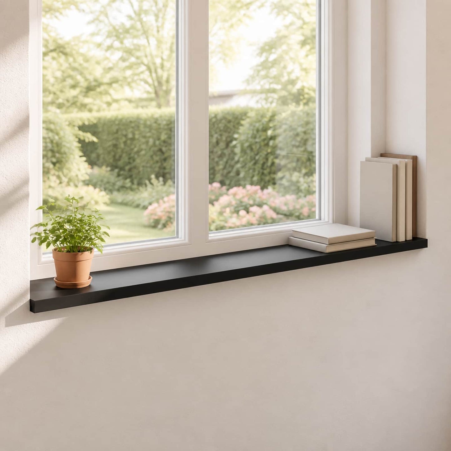 Vindueskarme 2 stk. Sort 160 x 25 x 2 cm Solid bøg