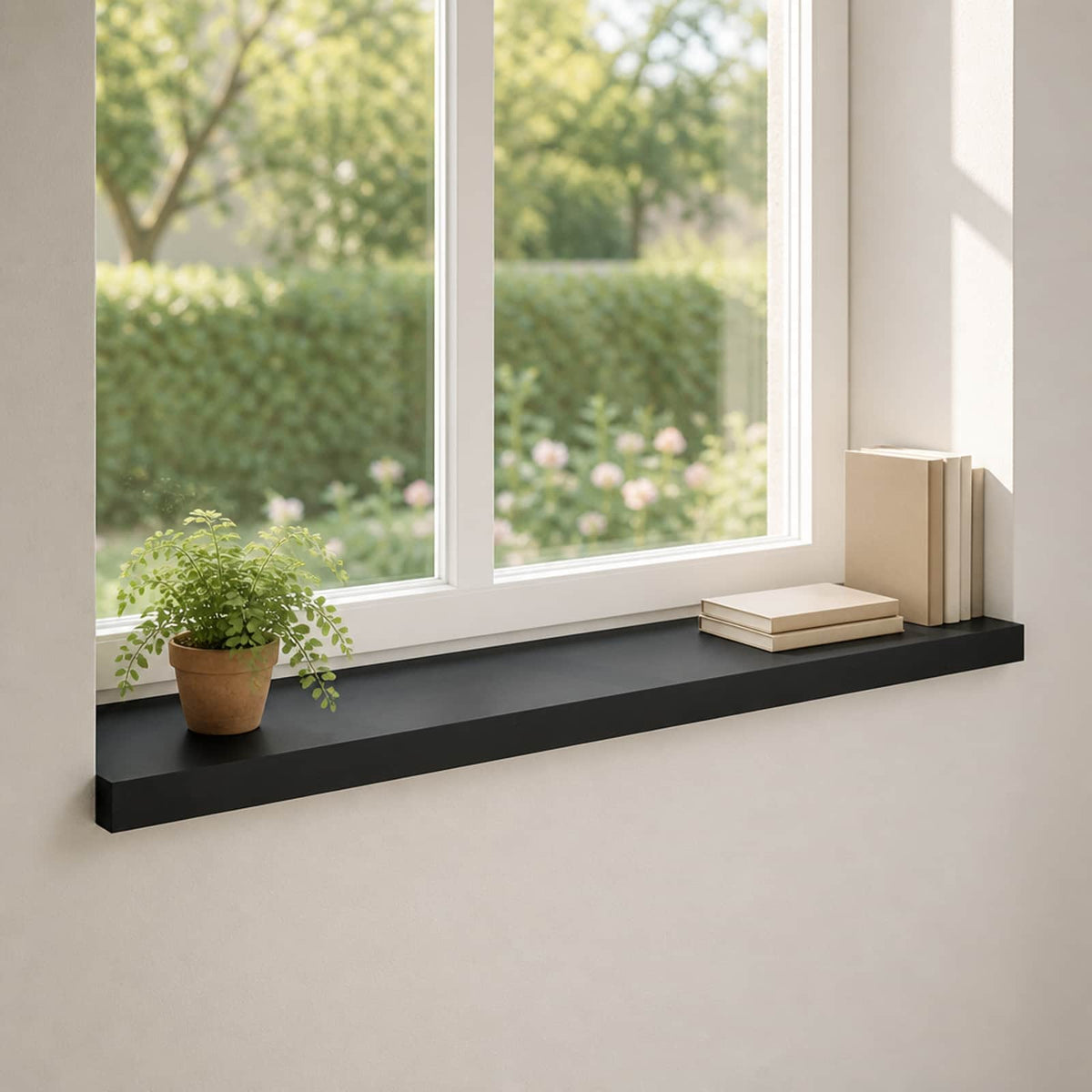 Vindueskarme 2 stk. Sort 80x 30 x 2 cm Solid bøg