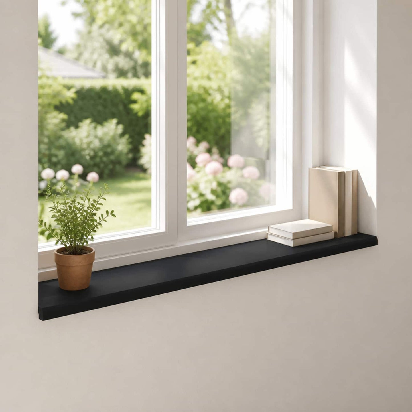 Vindueskarme 2 stk. Sort 160 x 30 x 2 cm Solid bøg