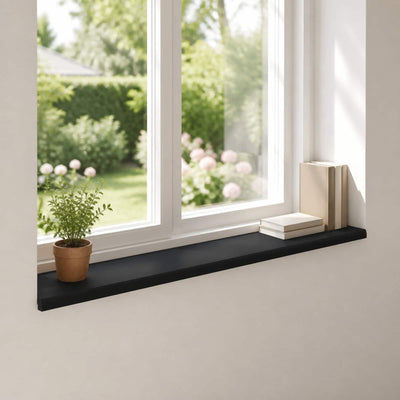Vindueskarme 2 stk. Sort 160 x 30 x 2 cm Solid bøg