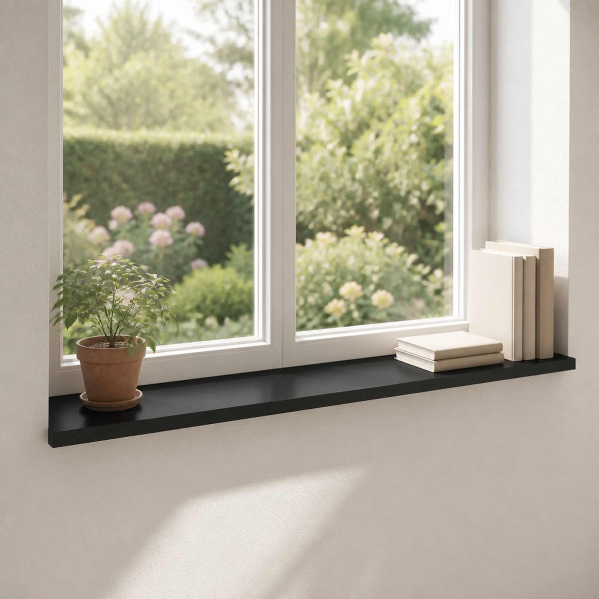 Vindueskarme 2 stk. Sort 90 x 40 x 2 cm Solid bøg