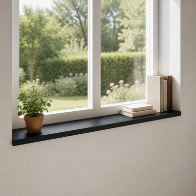 Vindueskarme 2 stk. Sort 160 x 40 x 2 cm Solid bøg