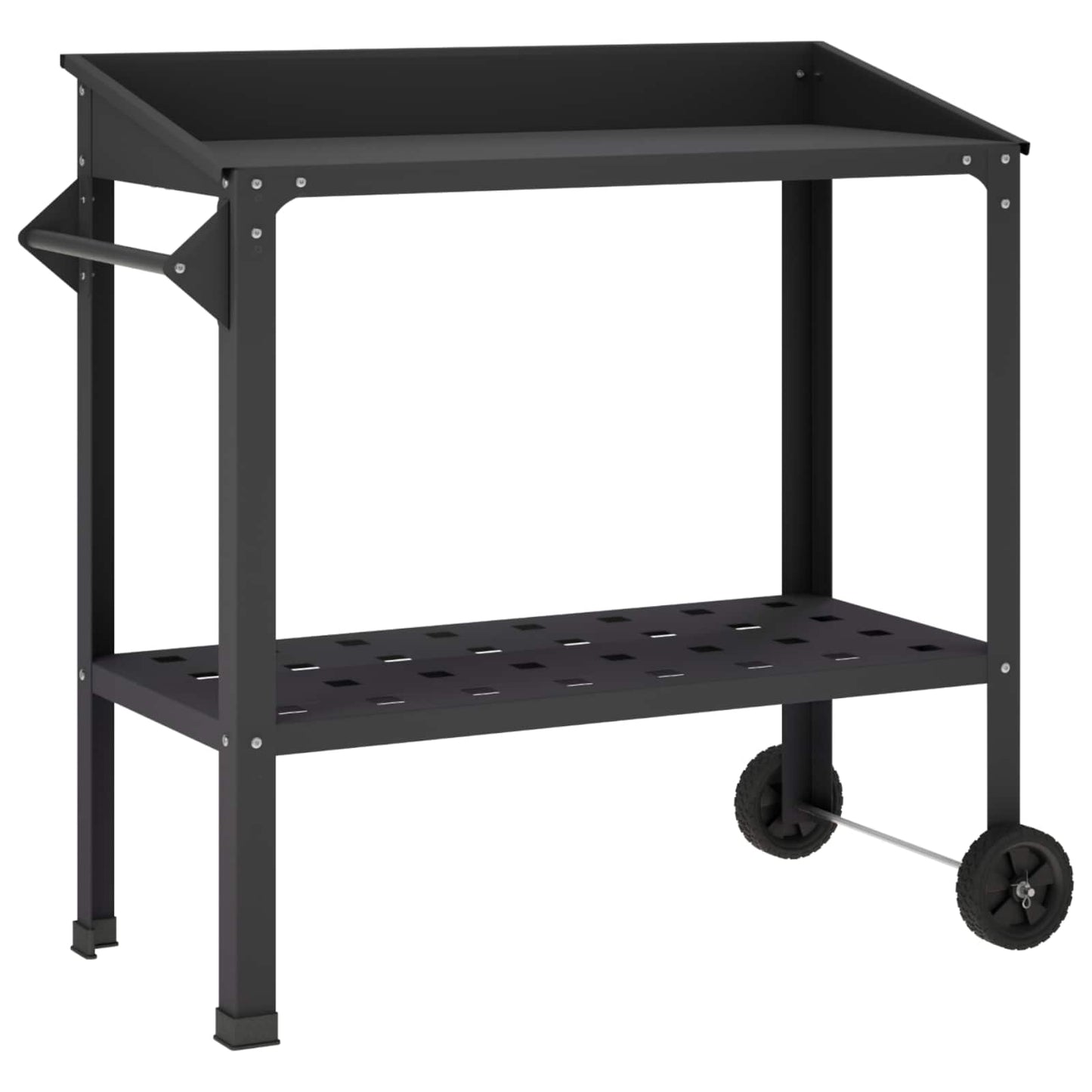 Pottebord med hjul 96 x 50 x 89 cm Koldvalset stål Sort