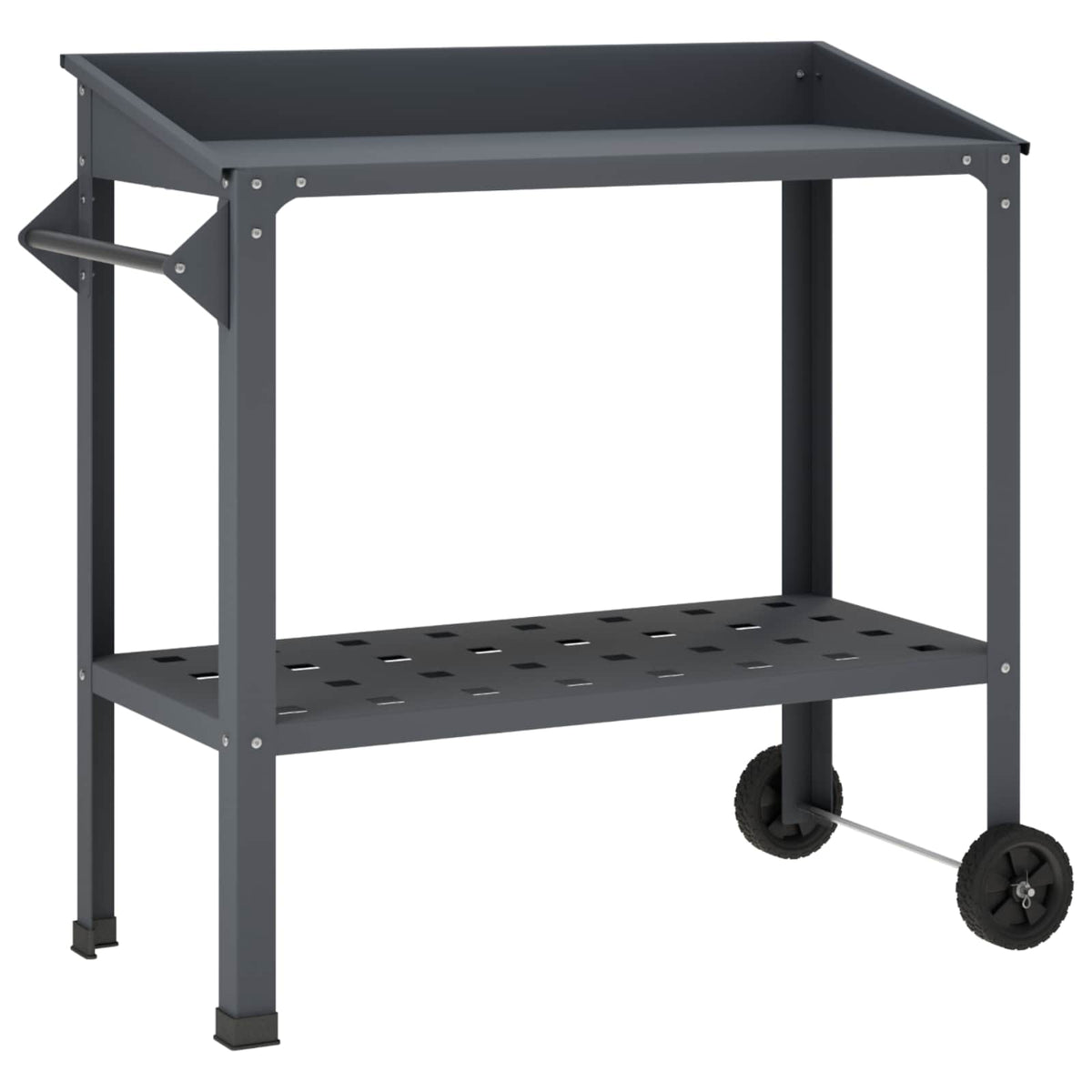 Pottebord med hjul 96 x 50 x 89 cm Koldvalset stål Antracit