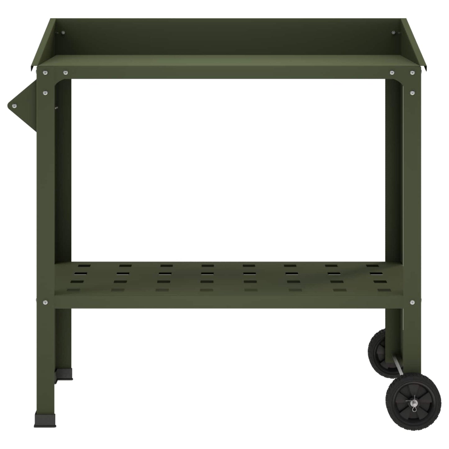 Pottebord med hjul 96 x 50 x 89 cm Koldvalset stål Olivengrøn