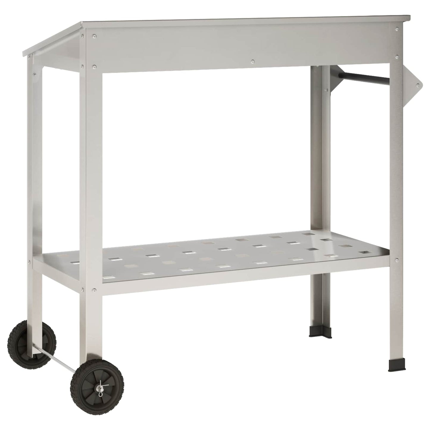 Pottebord med hjul 96 x 50 x 89 cm Rustfrit stål Sølv