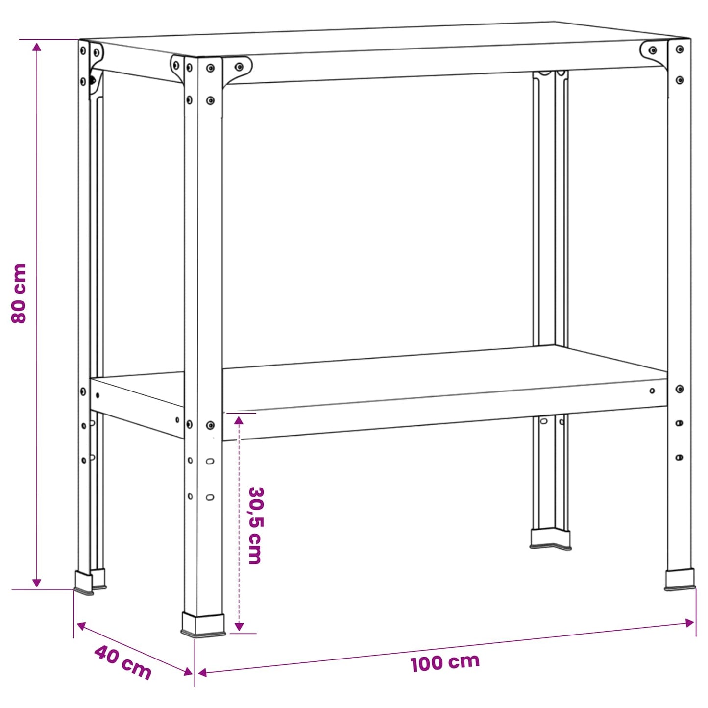 Plantebord 100 x 40 x 80 cm Pulverlakeret stål Sort