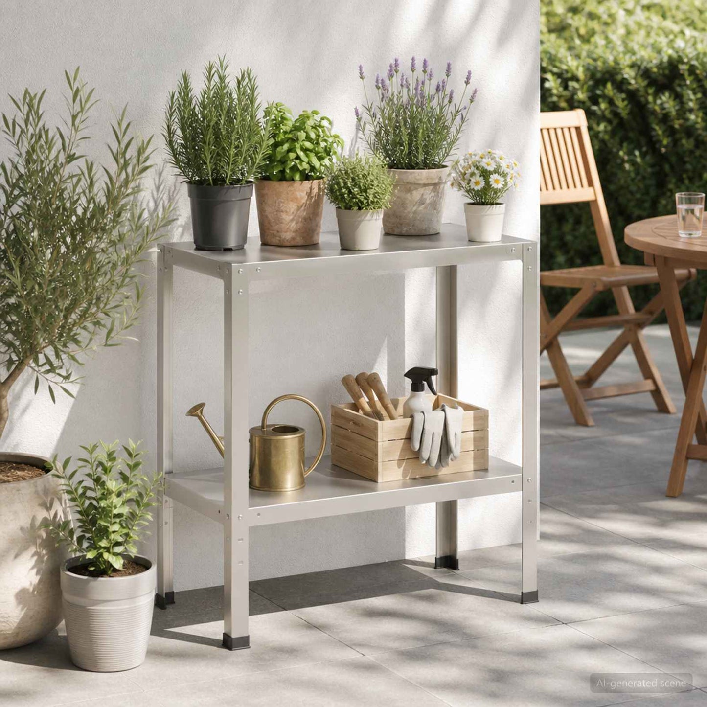 Plantebord 100 x 40 x 80 cm Rustfrit stål Sølv