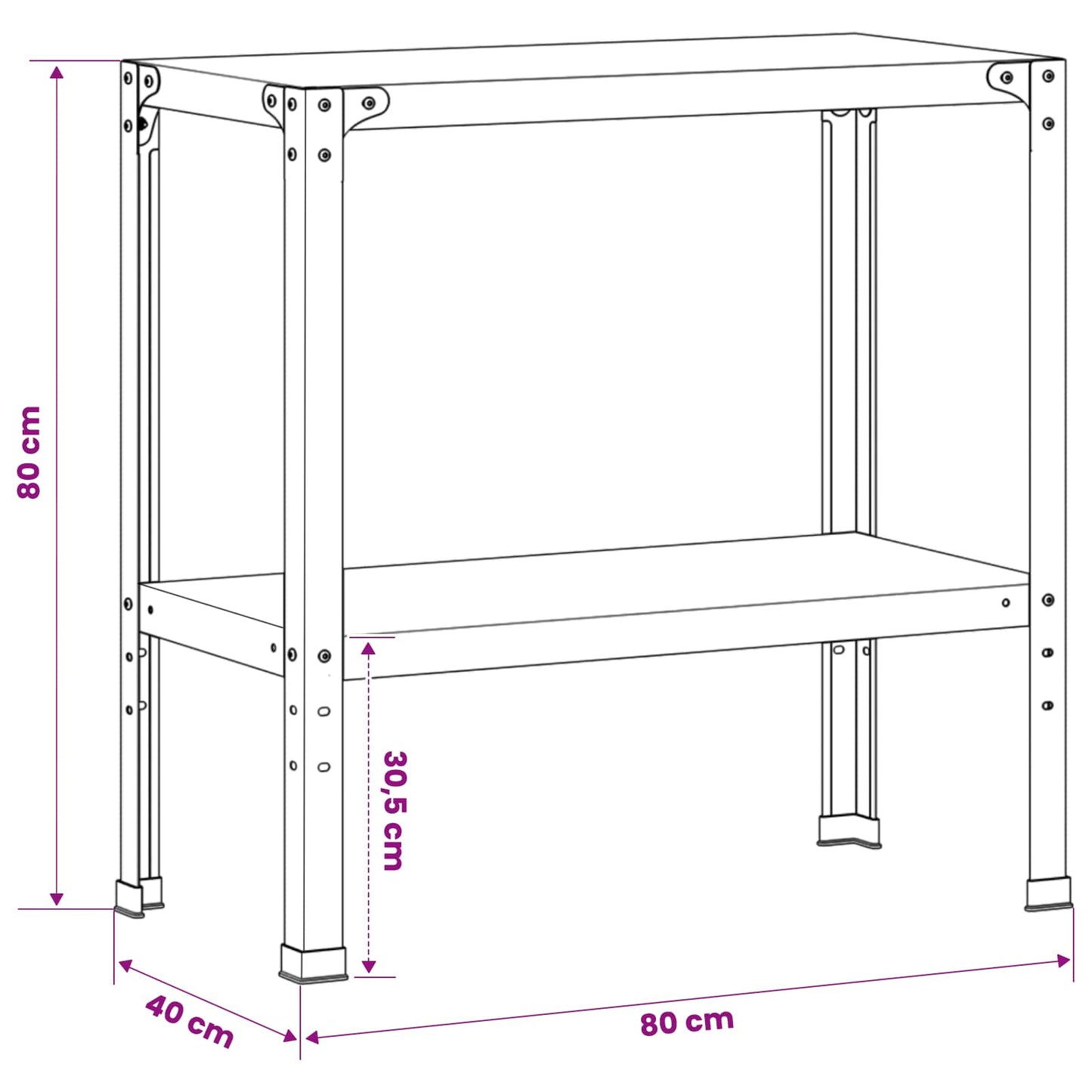 Plantebord 80 x 40 x 80 cm Pulverlakeret stål Sort