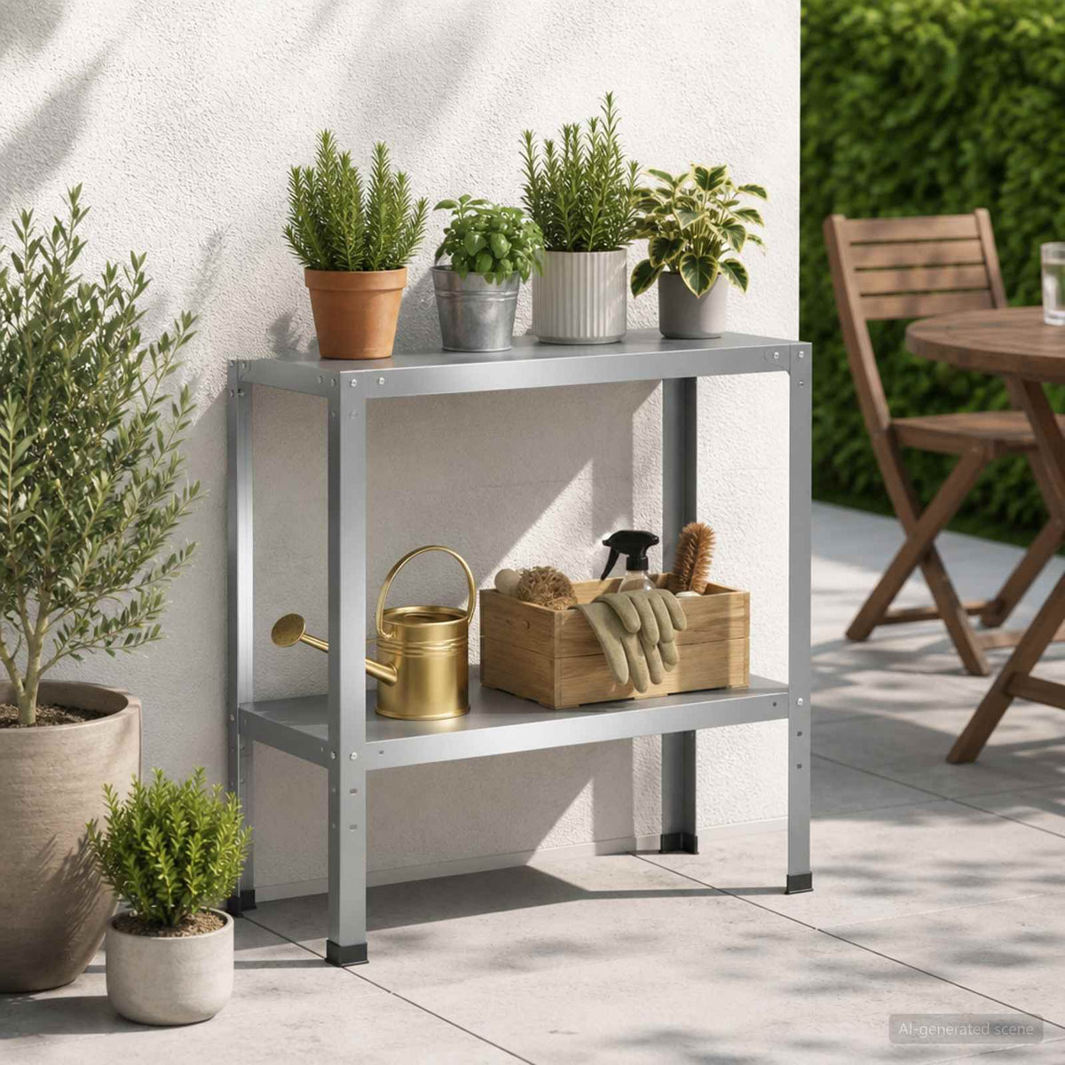 Plantebord 80 x 40 x 80 cm Galvaniseret stål Sølv