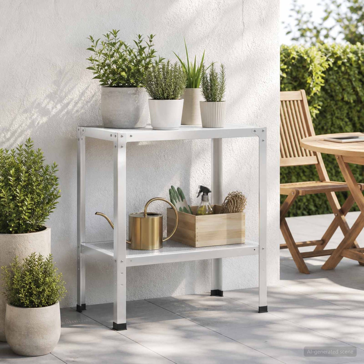 Plantebord 60 x 40 x 80 cm Pulverlakeret stål Hvid
