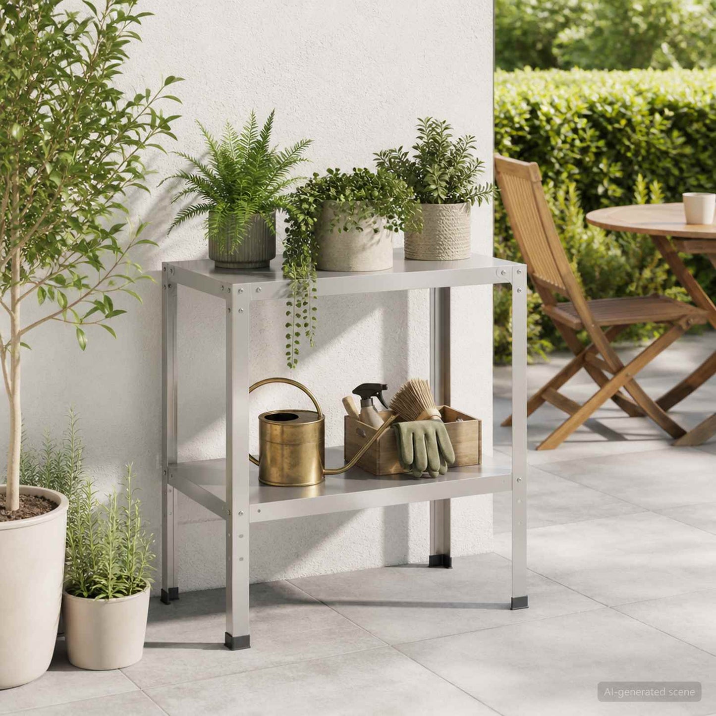 Plantebord 100 x 50 x 80 cm Rustfrit stål Sølv
