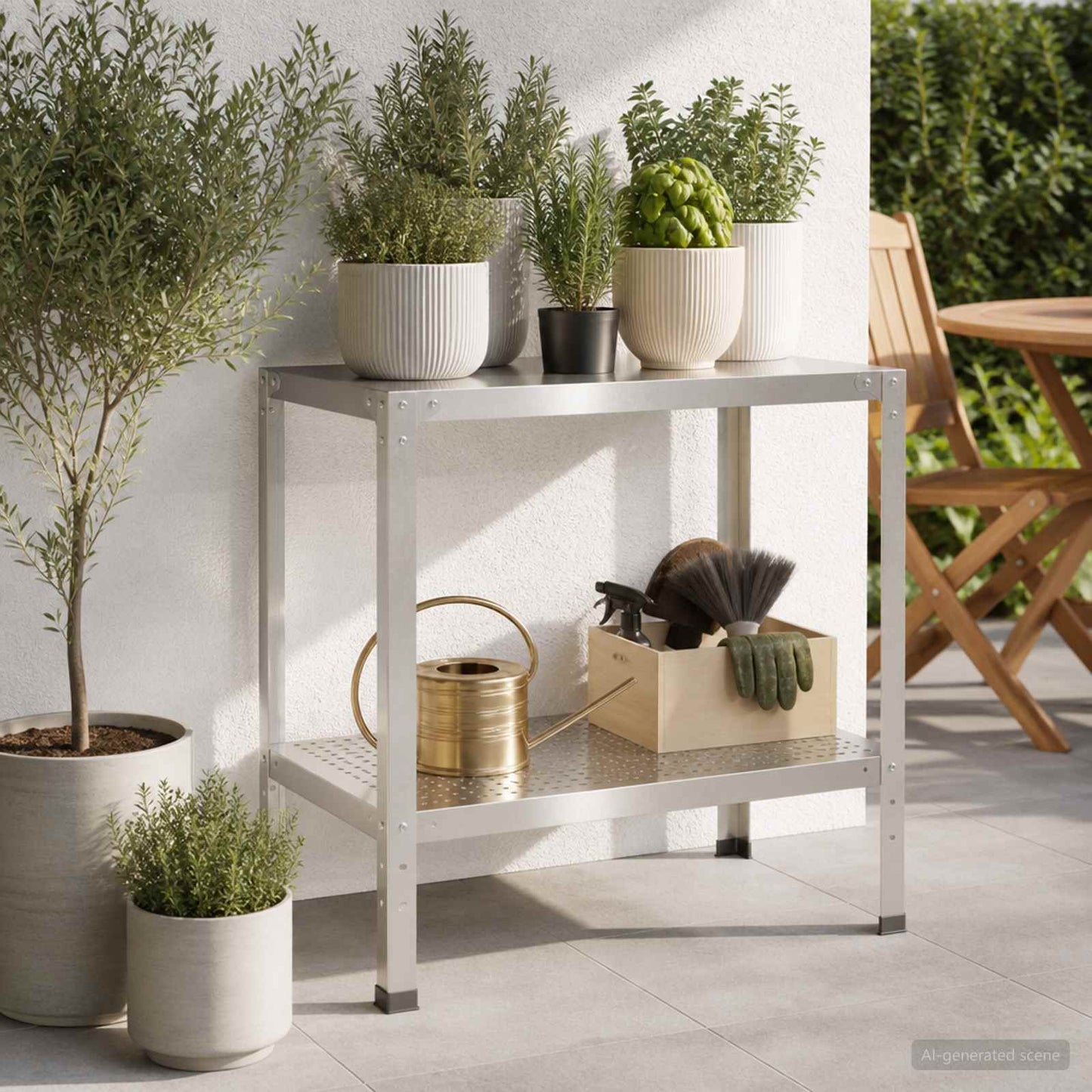 Plantebord 80 x 50 x 80 cm Rustfrit stål Sølv