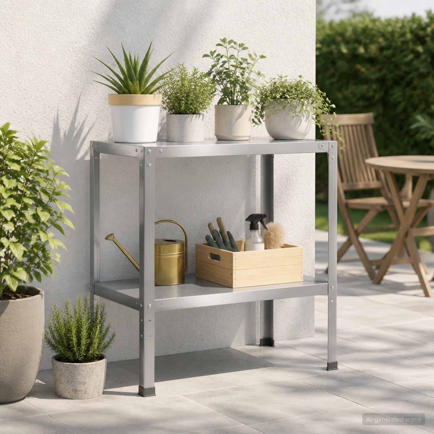 Plantebord 60 x 50 x 80 cm Galvaniseret stål Sølv