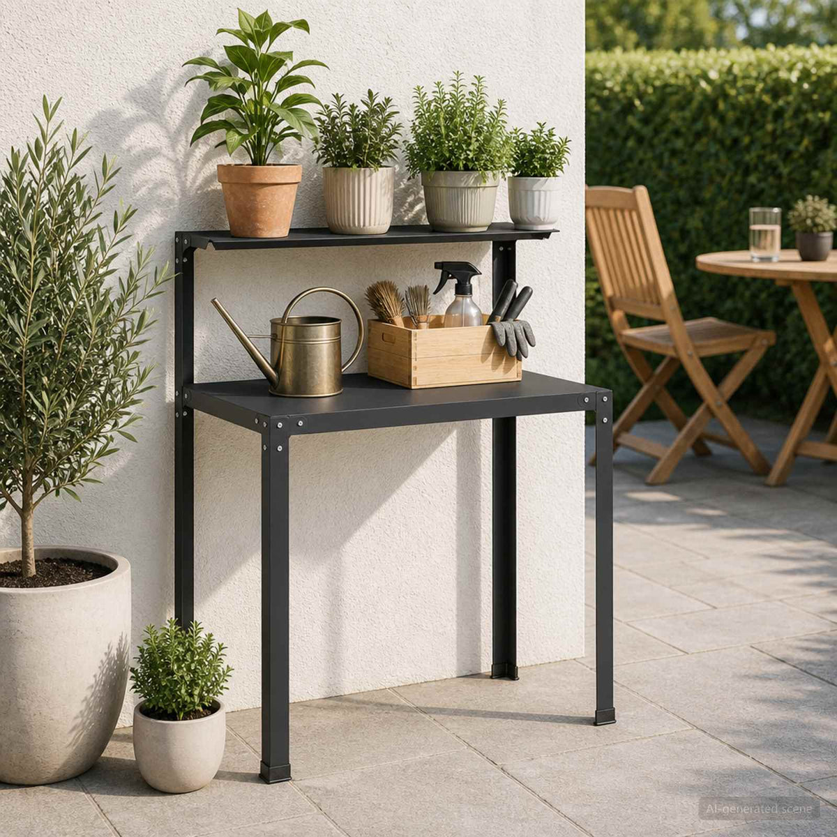 Plantebord 80 x 50 x 104 cm Pulverlakeret stål Sort