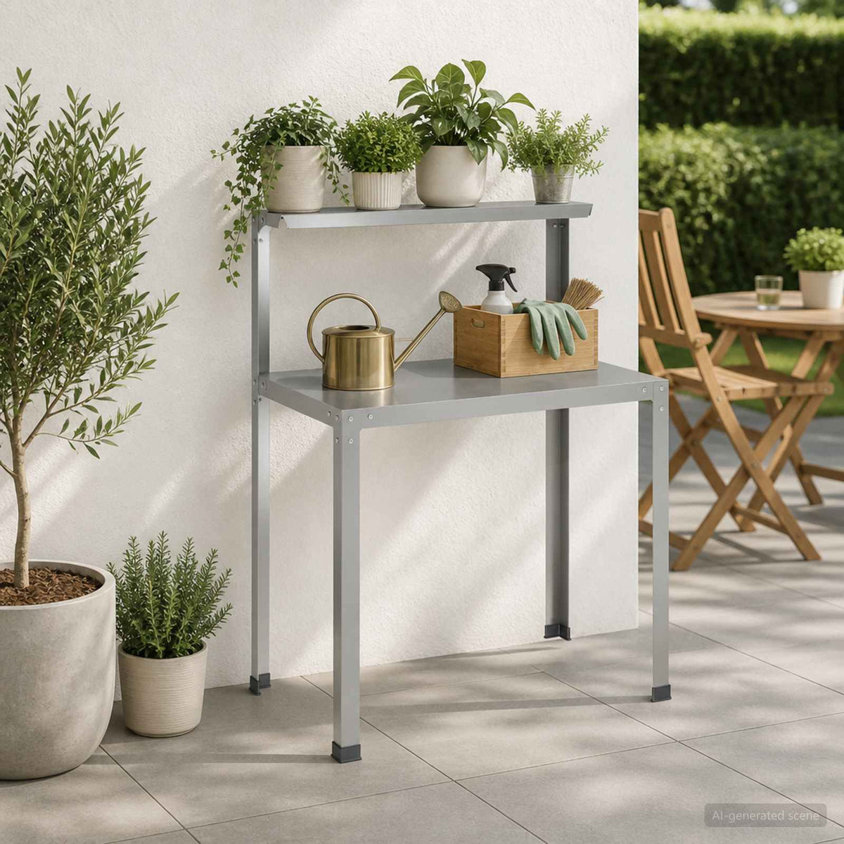 Plantebord 80 x 50 x 104 cm Galvaniseret stål Sølv