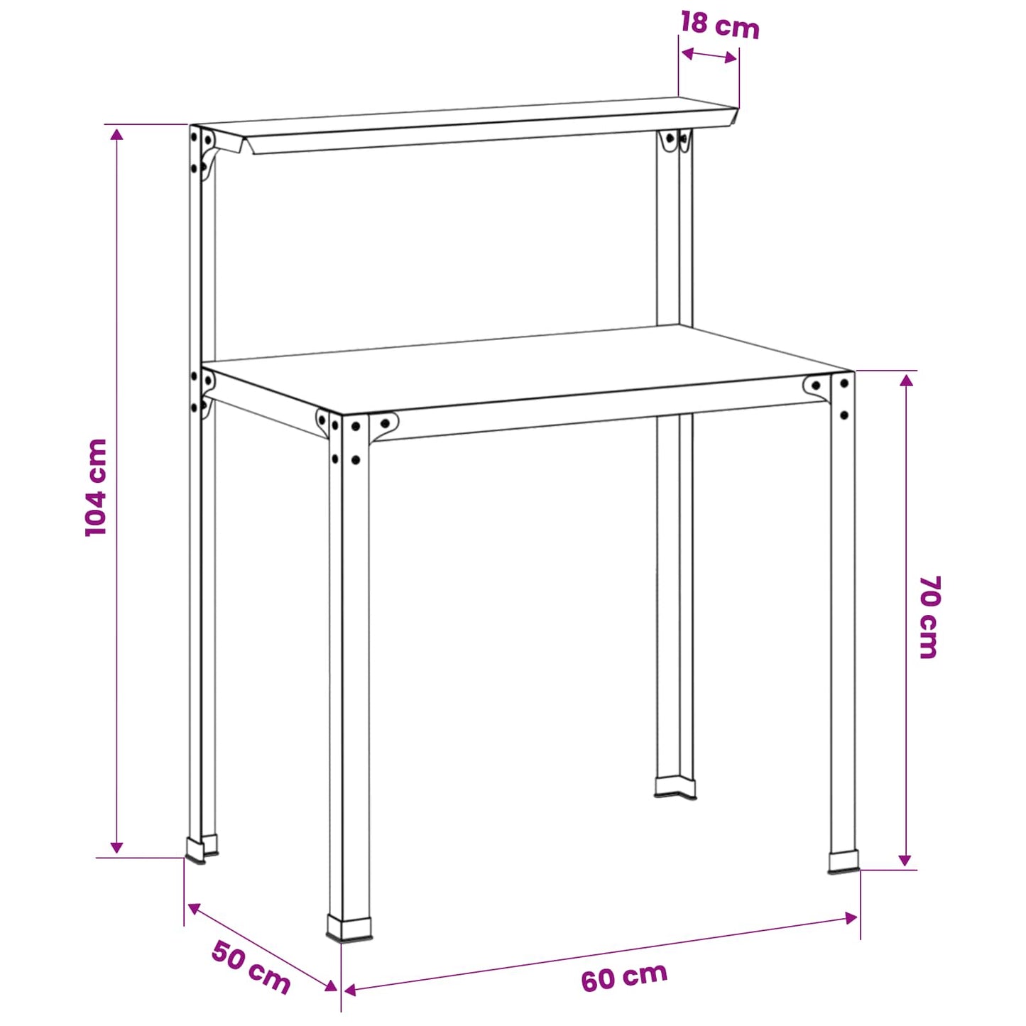 Plantebord 60 x 50 x 104 cm Pulverlakeret stål Hvid