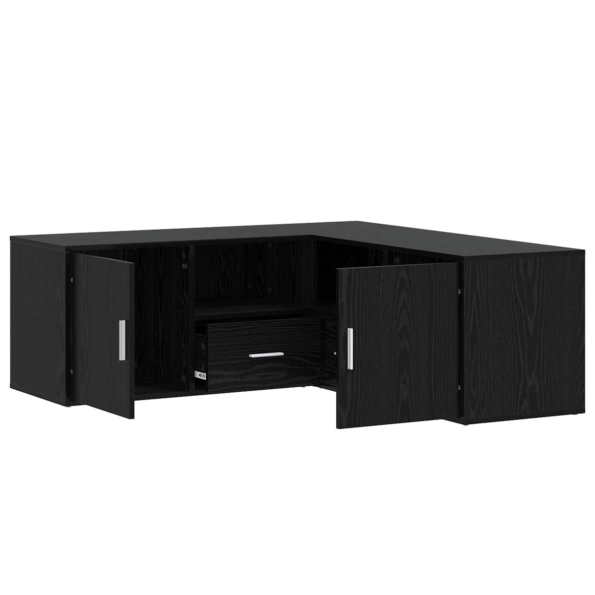 Hjørneskab med skuffe Sort eg 200 x 40 x 45 cm Konstrueret træ