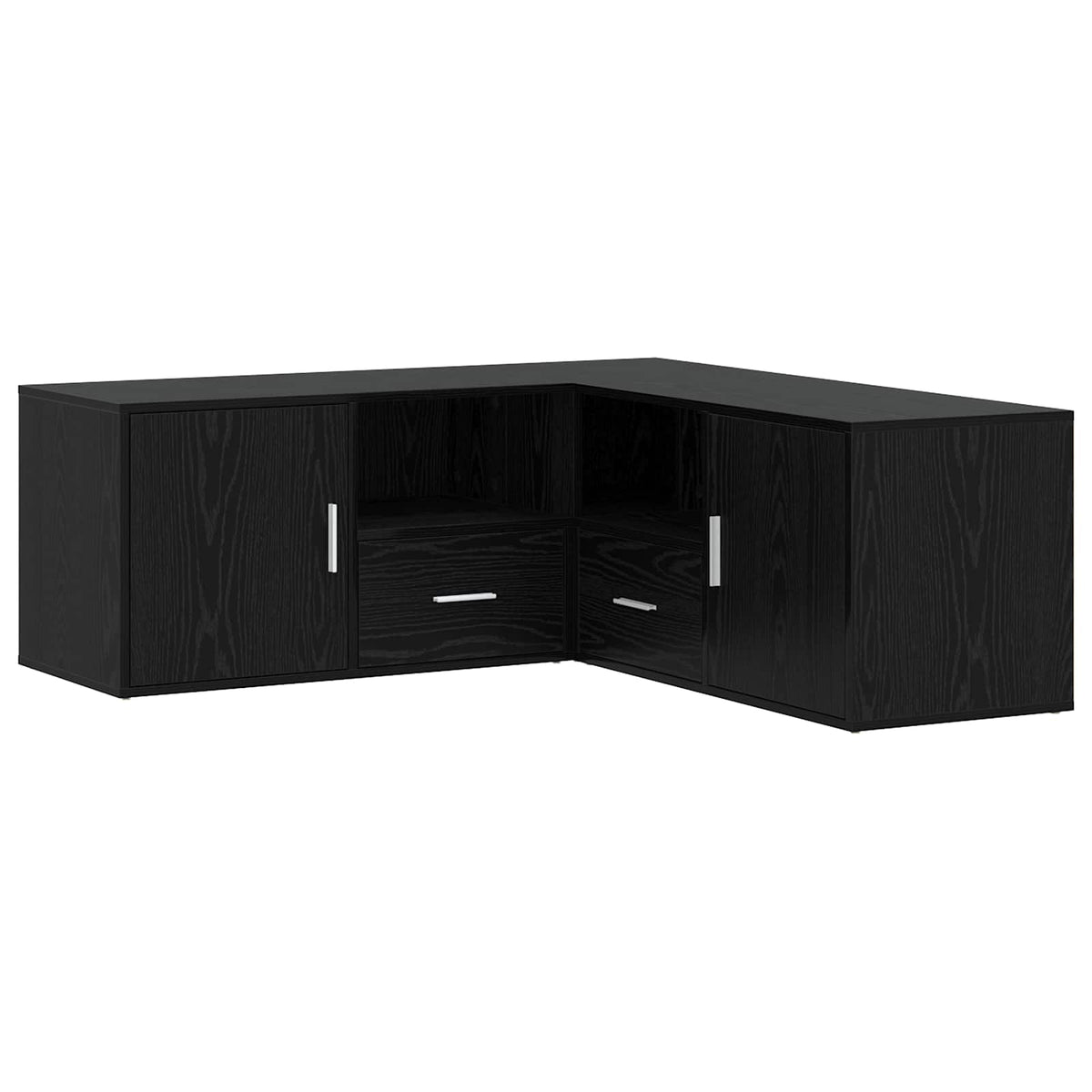 Hjørneskab med skuffe Sort eg 200 x 40 x 45 cm Konstrueret træ