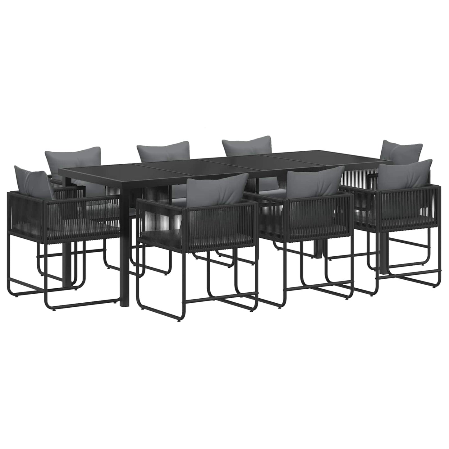 Have Spisebordssæt 9 stk. Sort og Anthracit polyrattan