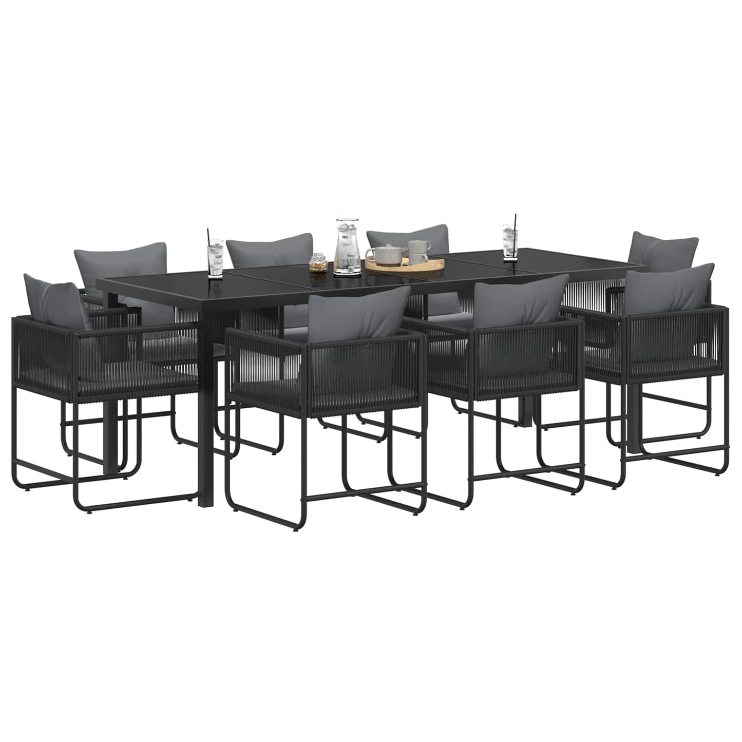 Have Spisebordssæt 9 stk. Sort og Anthracit polyrattan